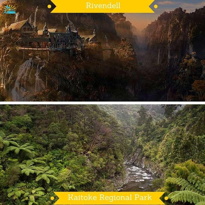 A shot of Rivendell and the Kaitoke Park used as background setting for the film shots