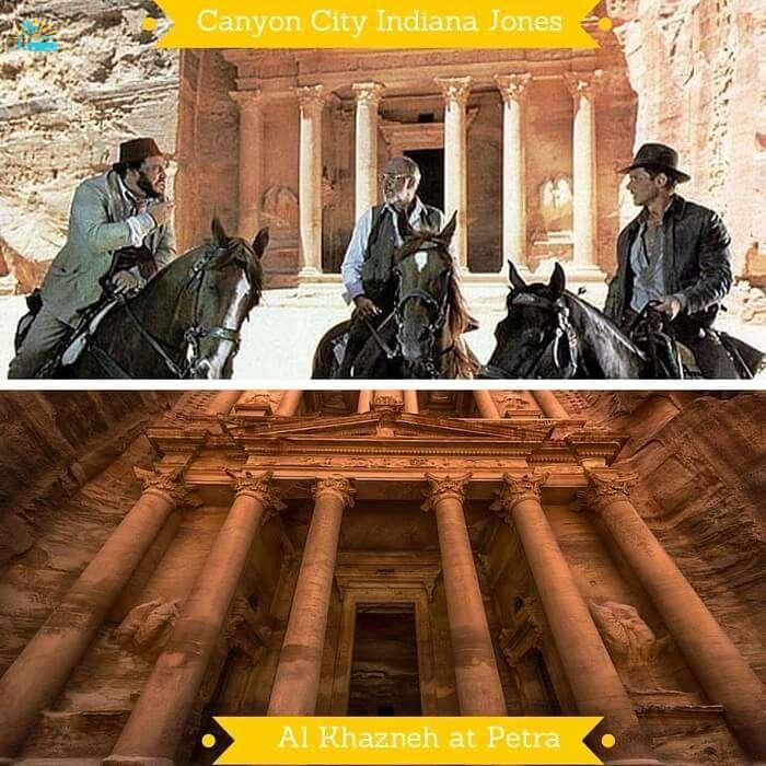 The Canyon City from Indiana Jones and the Al Khazneh treasury in Petra