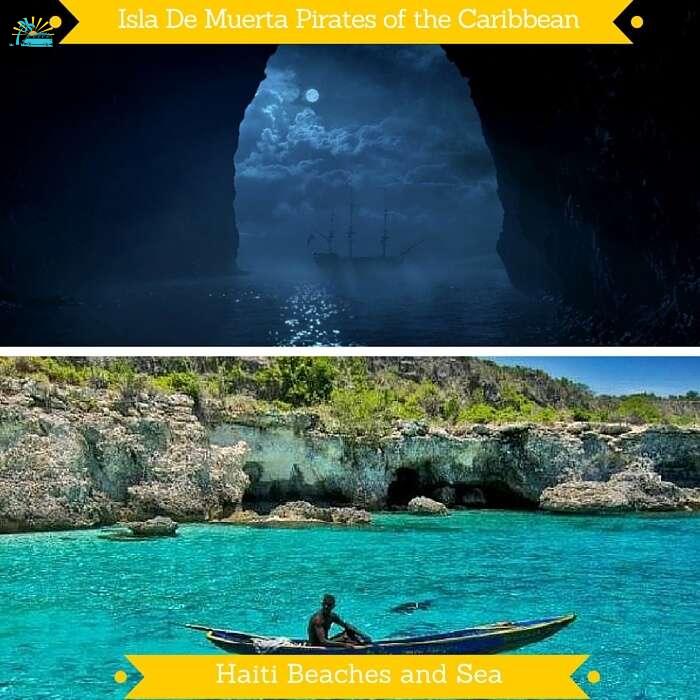 The Isla De Muerta from Pirates of the Caribbean and the Haiti islands that appear similar