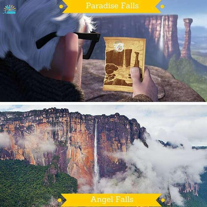 The Paradise Falls from the movie U and Angel Falls in Venezuela on which it is based
