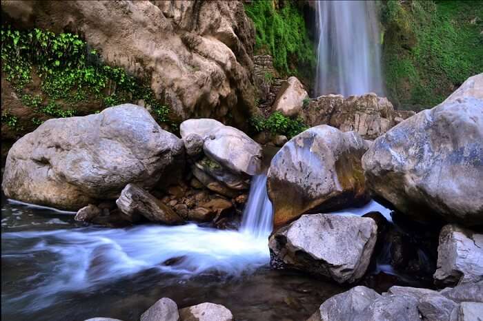 A beautiful snap of the flowing water at the Tiger Falls in Chakrata