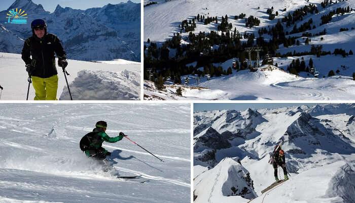 A collage of the winter sports at Grindelwald