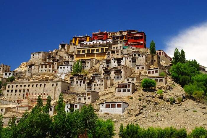A distant snap of the Thiksey Monastery in Ladakh