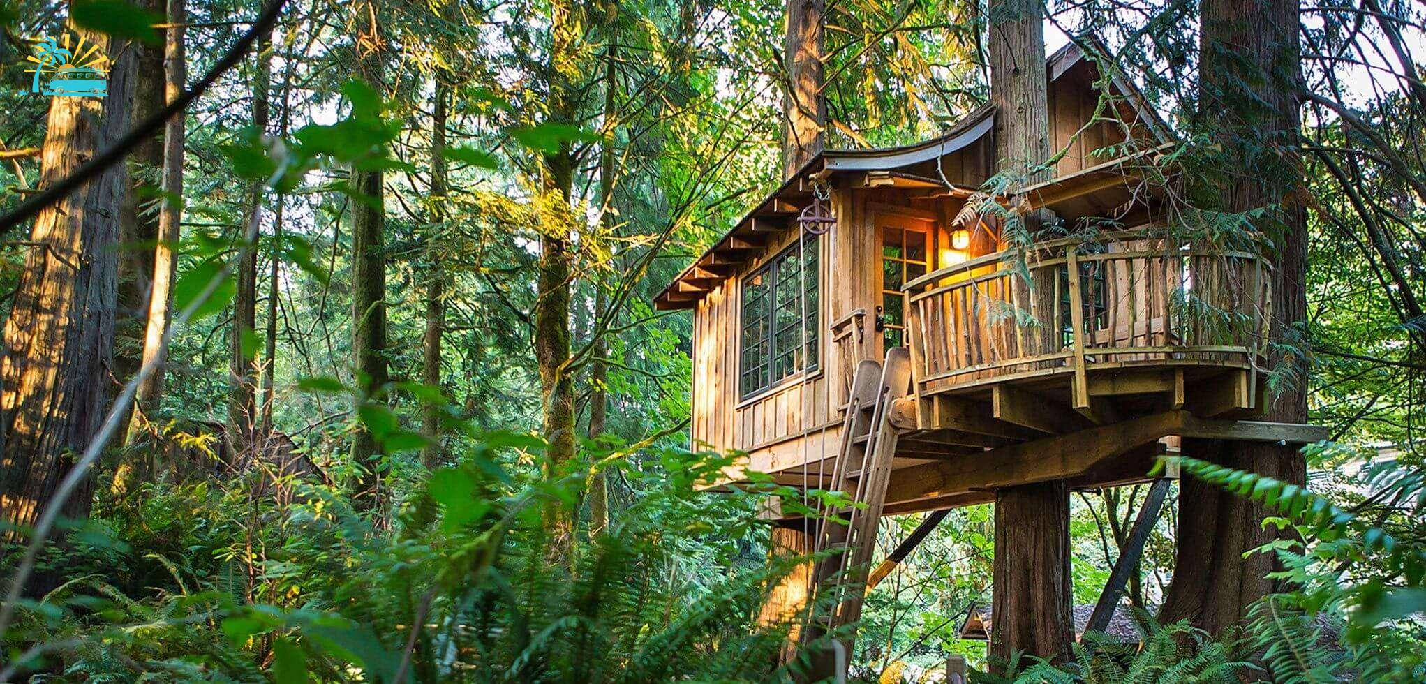 A front view of Treehouse Point in Issaquah in Washington