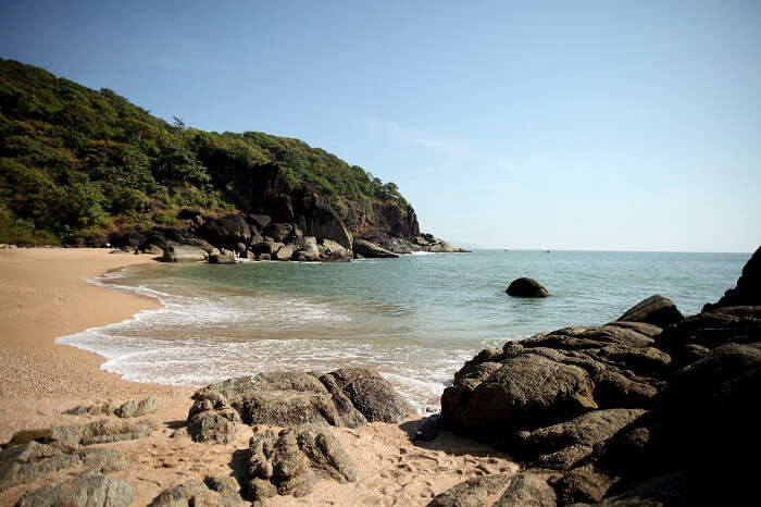 A shot of the hidden Butterfly beach in Goa