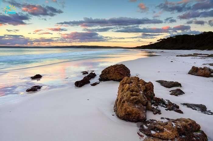 A snap of the Hyams Beach that is the whitest sand beach in the world