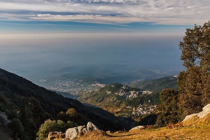 A view from the hills in Himalayas during the Triund trek