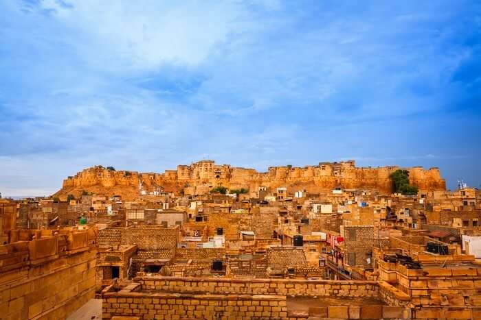 An aerial view of the Jaisalmer Fort which is among the most popular places to visit in Rajasthan
