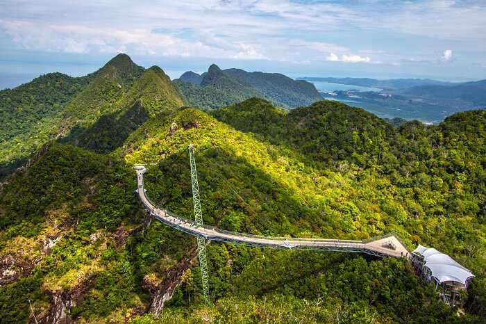 An aerial view of the Sky Walk that overlooks the various places to visit in Langkawi