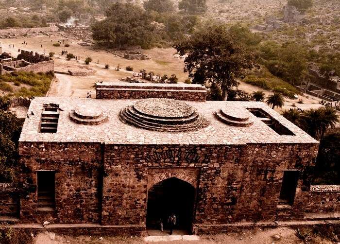 An aerial view of the haunted Bhangarh house