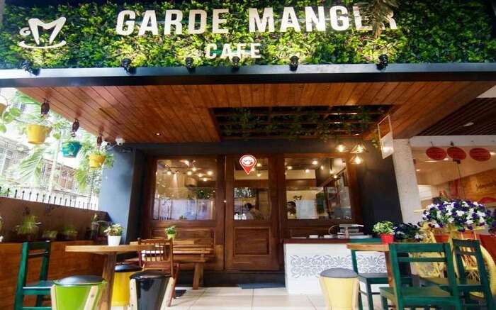 Beautiful entrance of Garde Manger Cafe in Ville Parle East