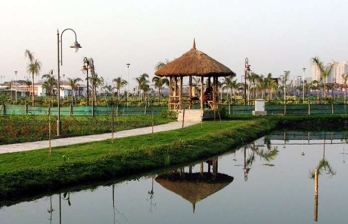 Beautiful thatched hut at Eco Park which comes as a resting place for many romantic souls in Kolkata