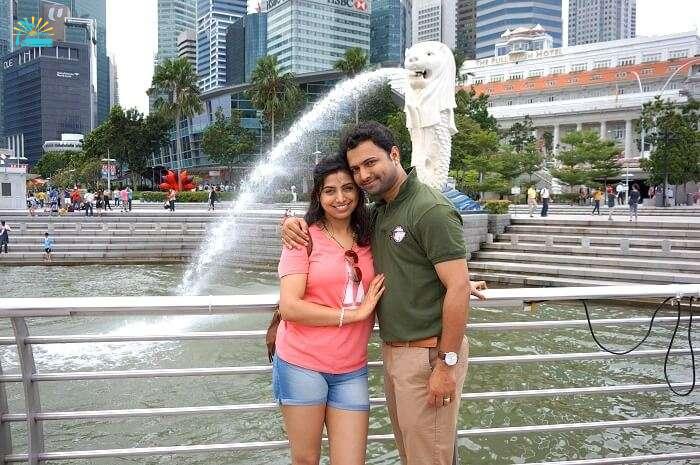 Bhargav and his wife in Marina Bay are Singapore