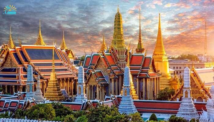 Grand palace at sunset at Bangkok