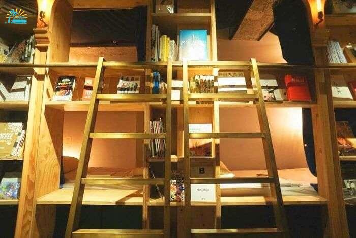 Library hotel in Japan