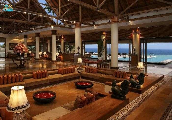 Luxurious and romantic lobby of Hotel Sea Face, Kovalam