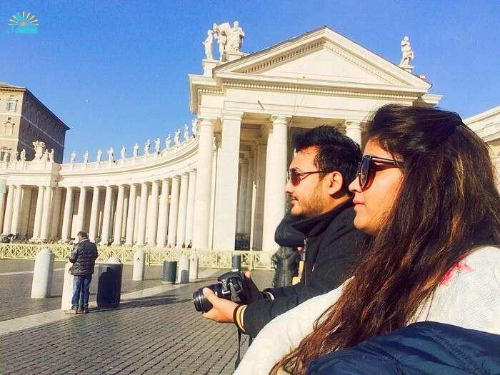 Manvi and her husband in Vatican city