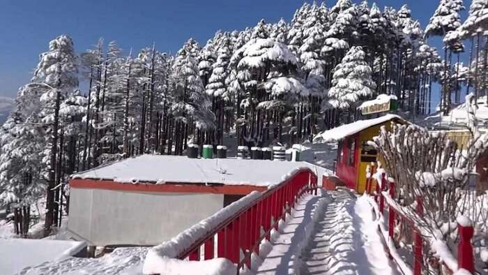Patnitop looks pretty and colorful on a sunny winter day