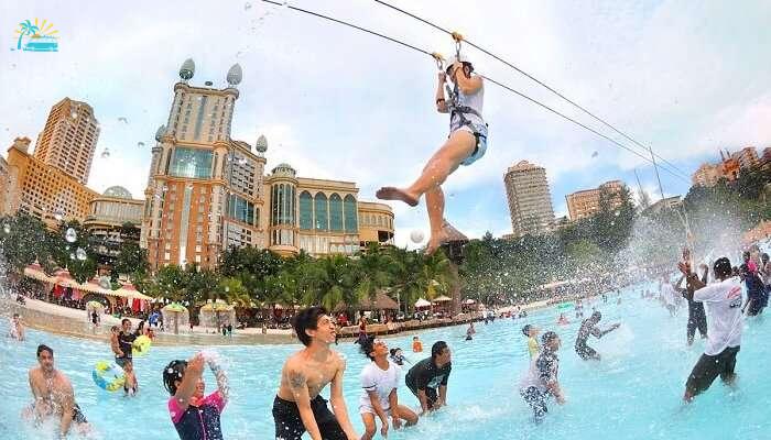 People having thrilling fun at Sunway Lagoon Theme- one of the top places to visit in Kuala Lumpur