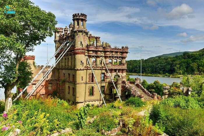 Ruins of the Bannerman Castle Armory on Pollepel Island in the Hudson River in New York