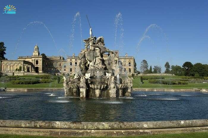 The Perseus and Andromeda fountain at the Witley Court Country House at Worcestershire in England