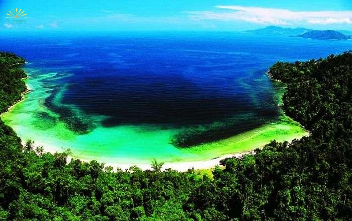 The blue green clean water Sabah Coast in Malaysia