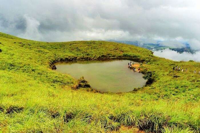 The famous heart-shaped Chembra Lake in Wayanad