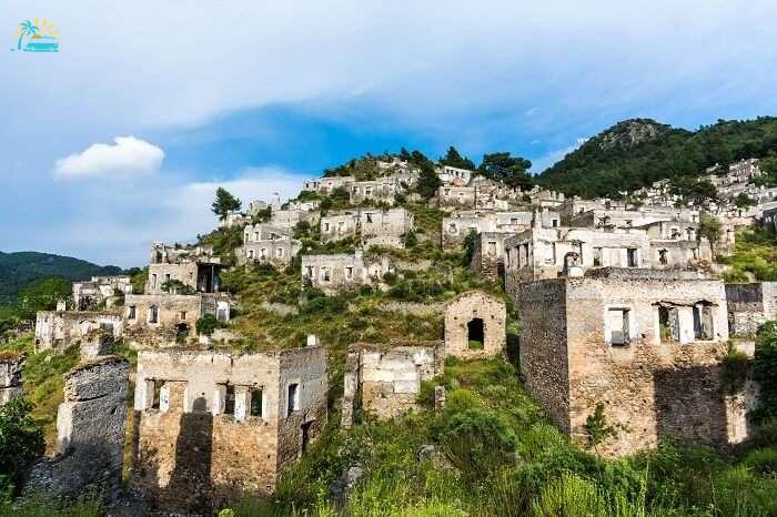 The ruins of the abandoned Kayakoy town in Turkey