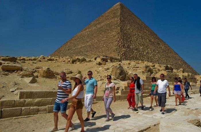 Tourists at Pyramids of Egypt