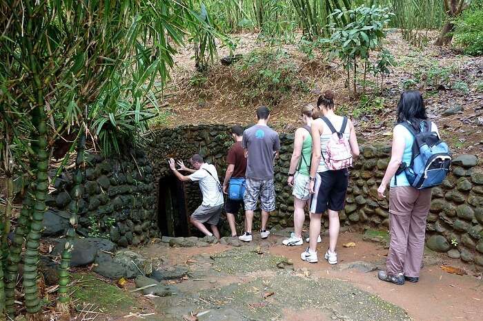 Tourists entering the Cu Chi Tunnel in Vietnam