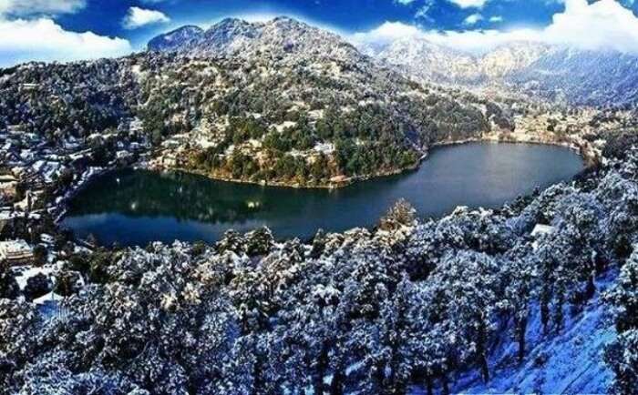 View of Nainital covered in snow