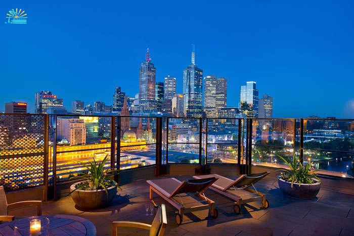 View of the skyline from the terrace room of The Langham Hotel