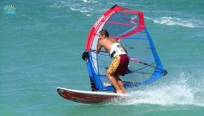 Windsurfing in sea