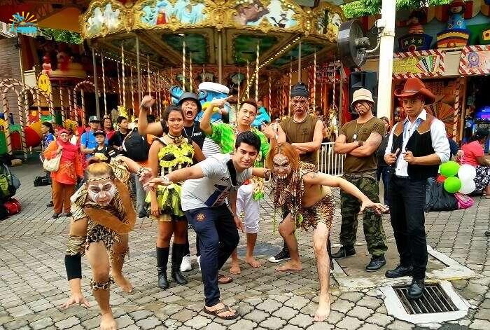 With cosplayers at the Sunway Lagoon