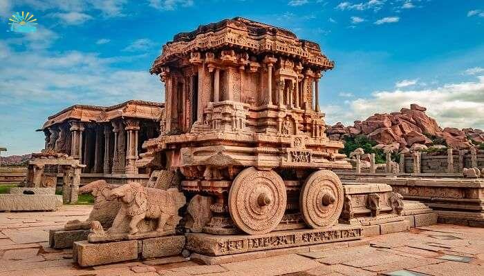 Witness the allure of hampi stone chariot which is one of the best tourist places near Hyderabad within 500 km
