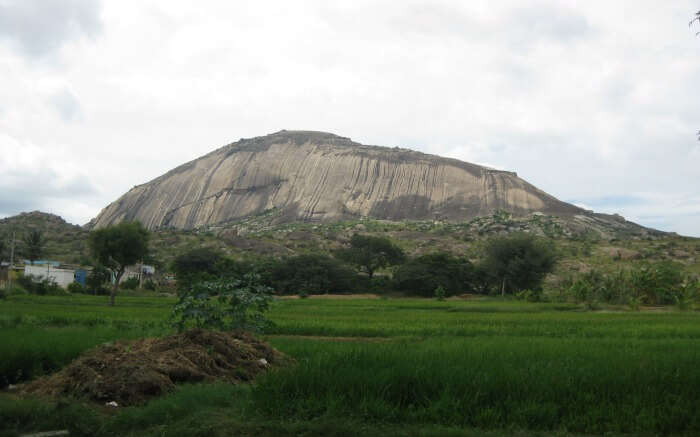 a giant rock hill in Madhugiri