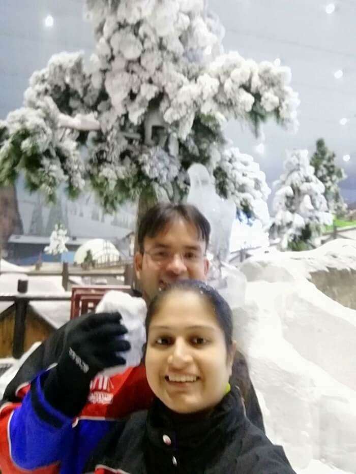 ashish singhal dubai honeymoon trip: in ski dubai snow park