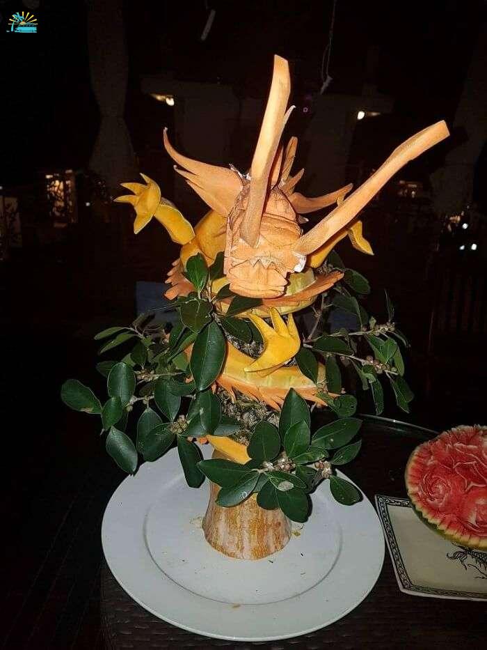 fruit carving on the cruise to halong bay