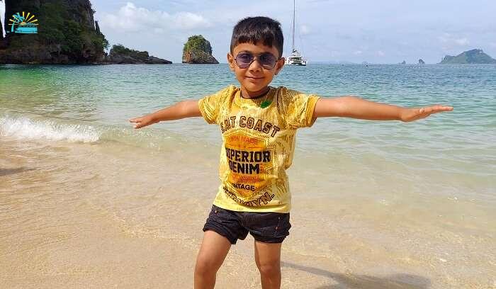 kid enjoying at Phra Nang Beach