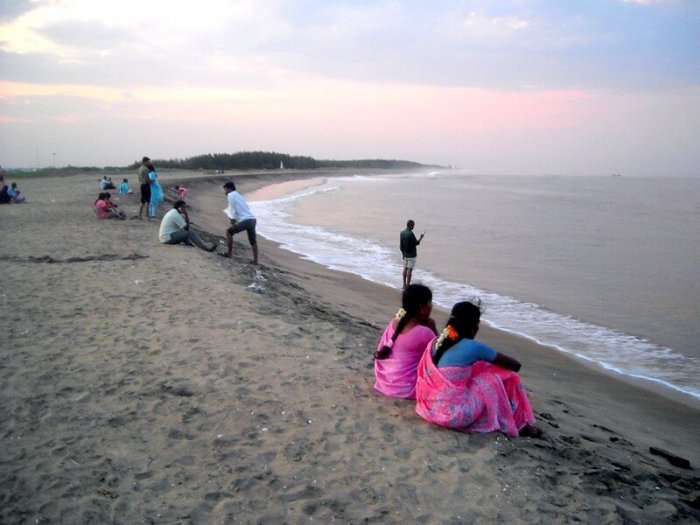 people sitting on Karaikal Beach