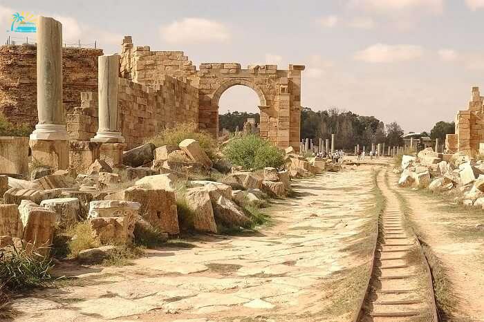 Ruins of the Roman city of Leptis Magna in Libya