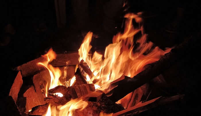 spent the night sitting around a bonfire
